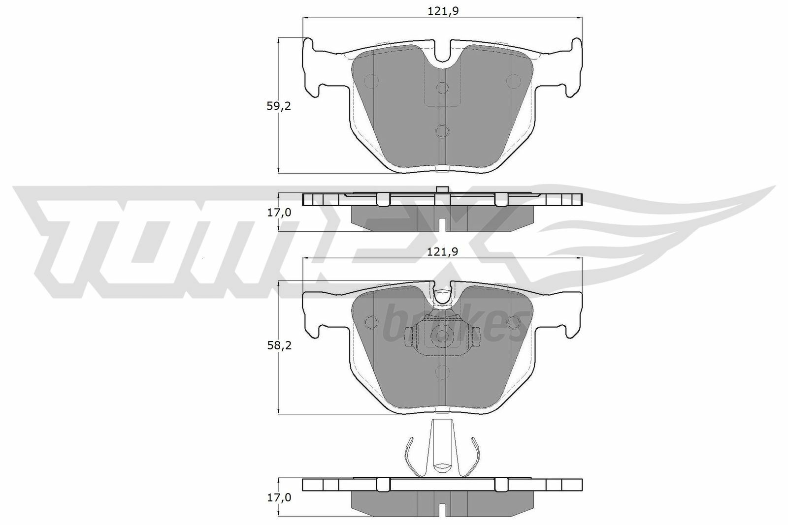 Sada brzdových destiček, kotoučová brzda TOMEX Brakes